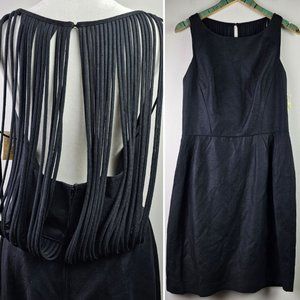 Vintage 90's Geary Roark Kamisato Linen LBD with Open Corded Back, Sz 14, NWT